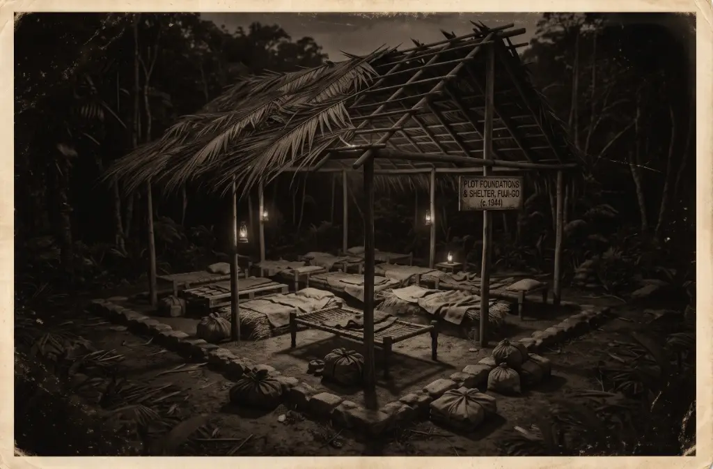 Illustrative reconstruction of an unfinished attap shelter