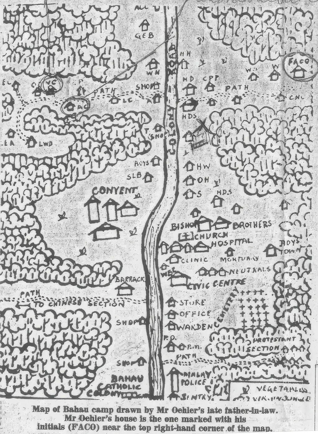 Sketch map of Bahau